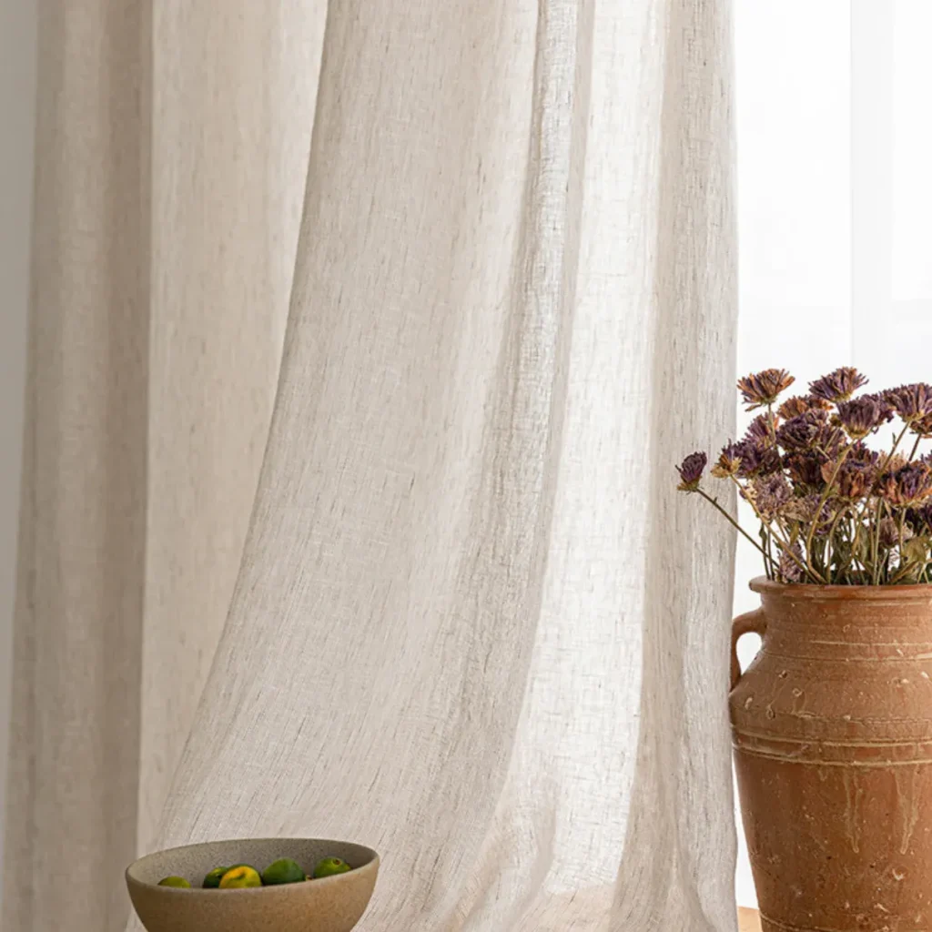 Pure Linen Curtains in Sandstone Beige