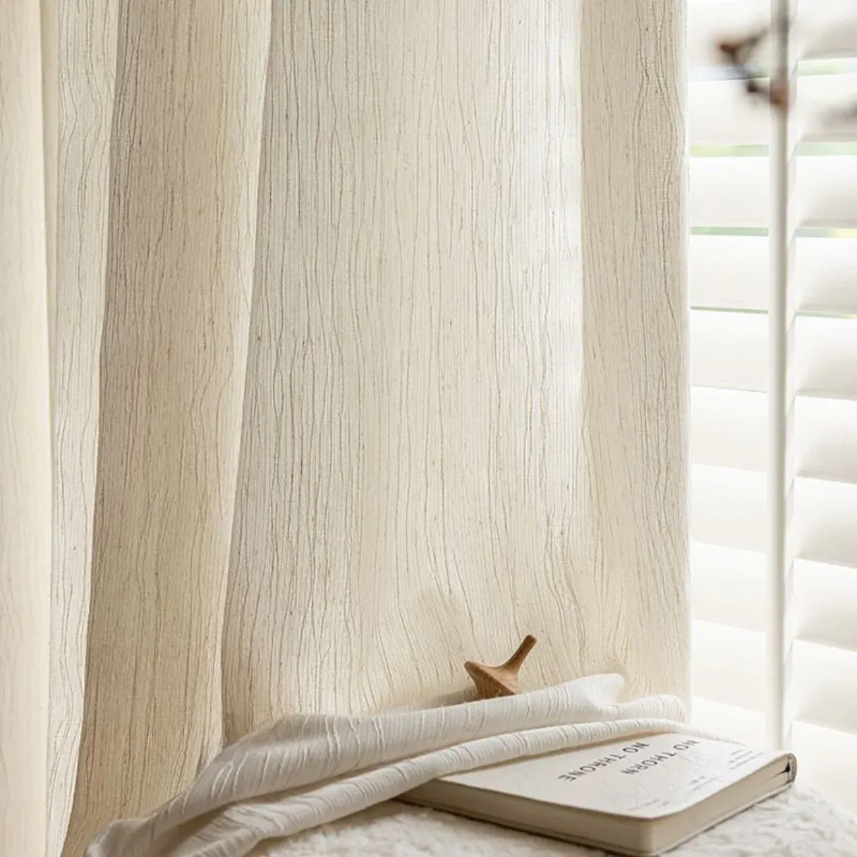 WILLOW MIST Faux Linen Sheer Curtains