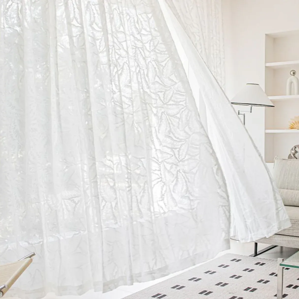 OPULENT PALM WHISPER Sheer Curtains