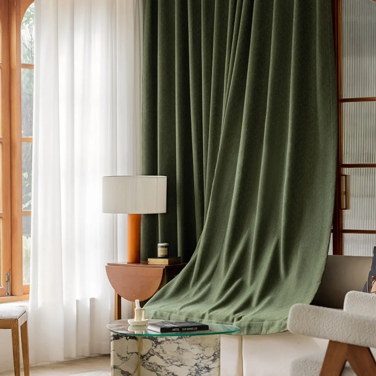 FOREST HAZE Chenille Blackout Curtains