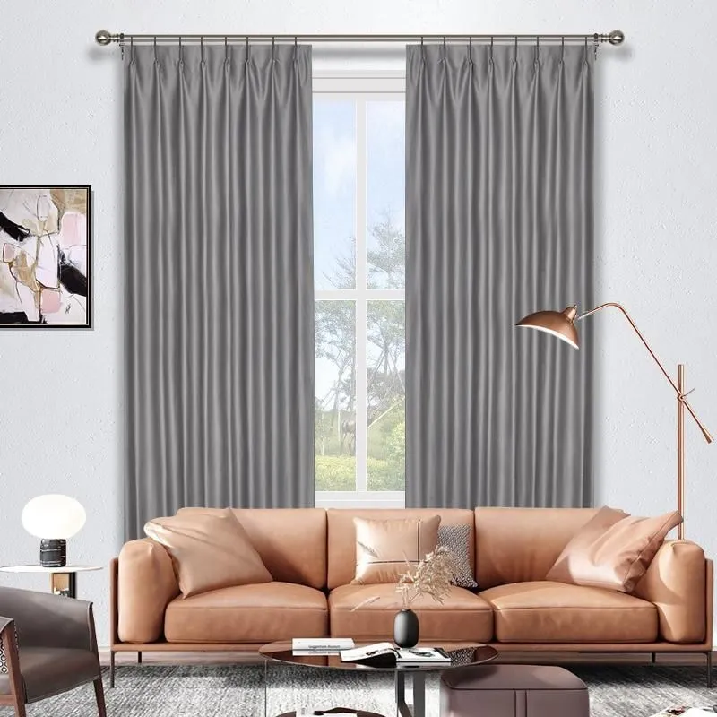 Silver Blackout Room Darkening Pinch Pleat Curtains - Image 4