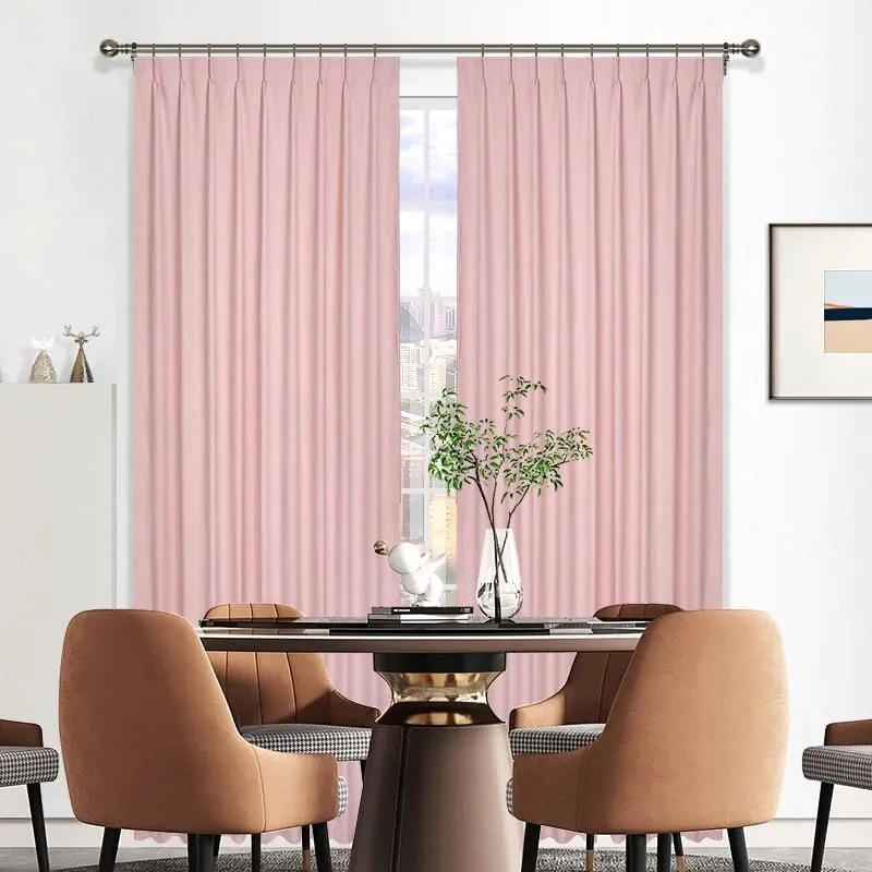 Pink Blackout Room Darkening Pinch Pleat Curtain