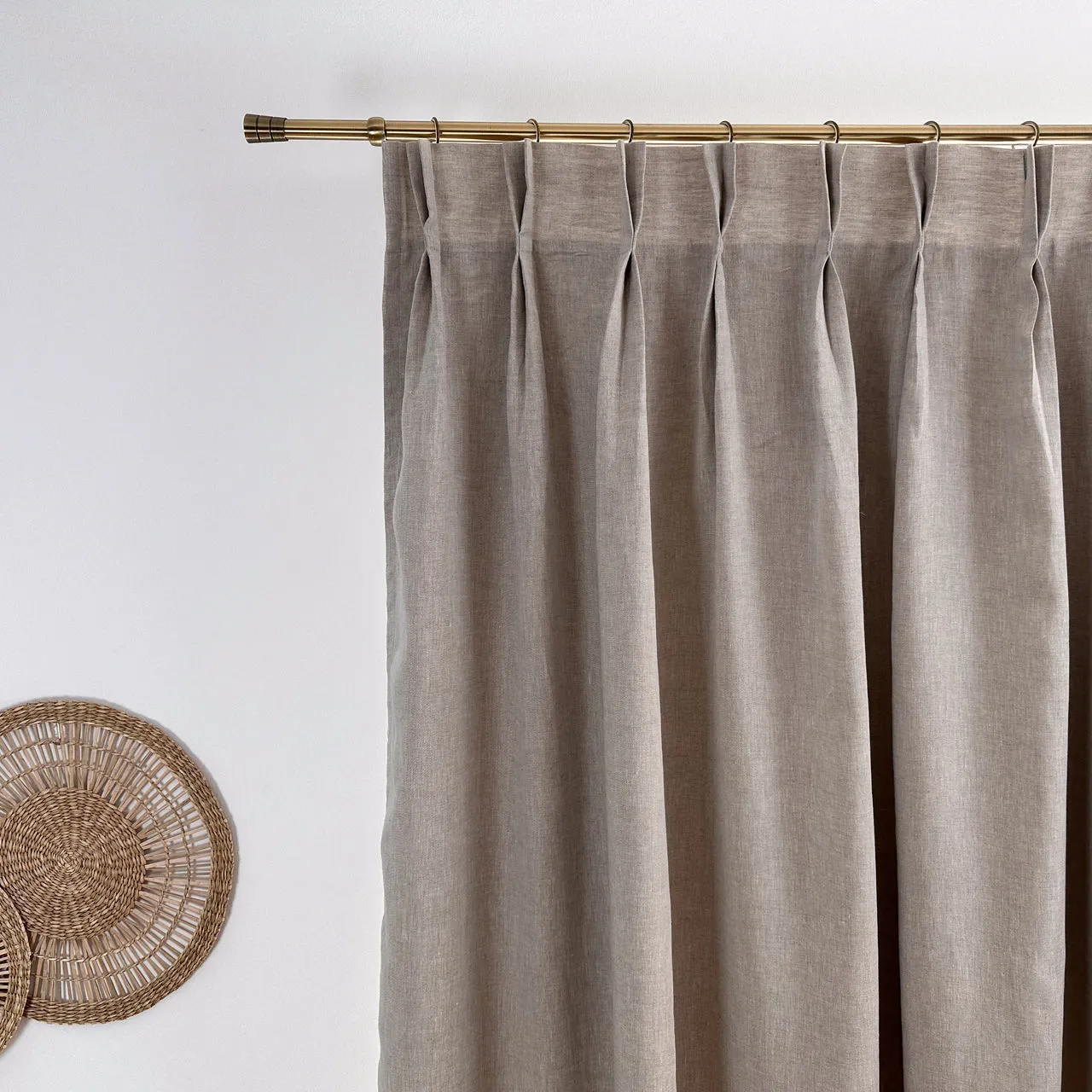 Double Pinch Pleat Linen Curtain Panel with Blackout Lining - Image 3