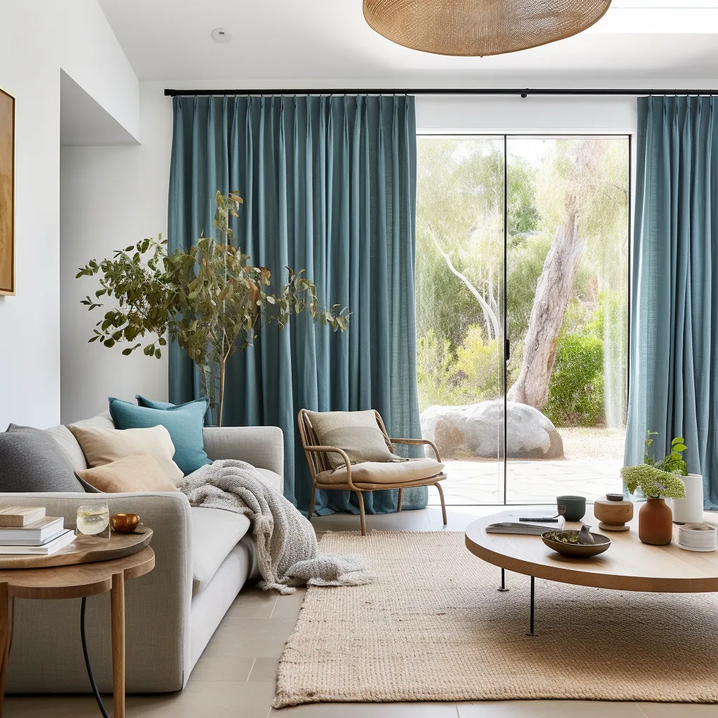 Aquamarine Blue Double Pinch Pleat Linen Curtain