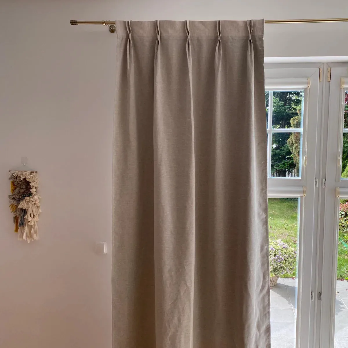 Single Double Pinch Pleat Linen Curtain with Blackout Lining - Image 4
