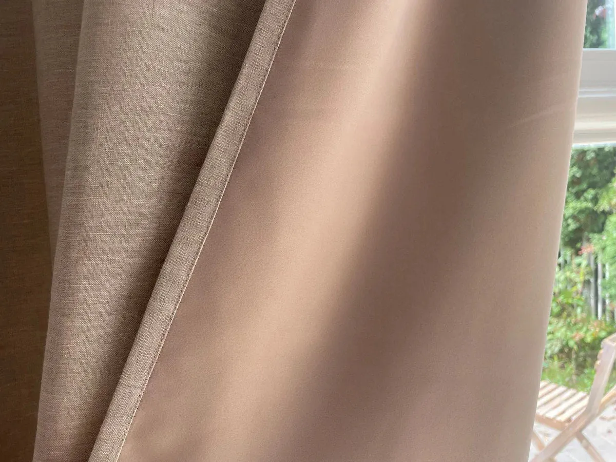 Single Double Pinch Pleat Linen Curtain with Blackout Lining - Image 2