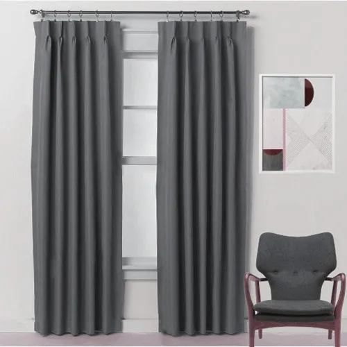 BOND Pinch Pleat 250cm Darkening Blackout Curtains CHARCOAL