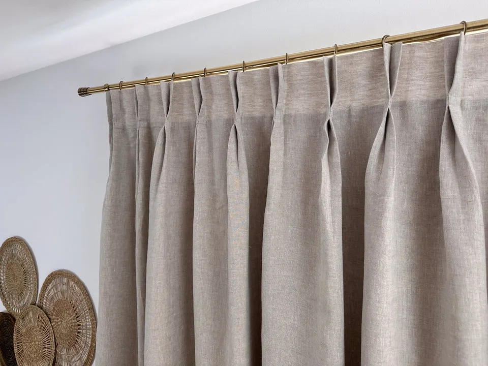 Double Pinch Pleat Linen Curtain Panel for Bedroom with Cotton - Image 2