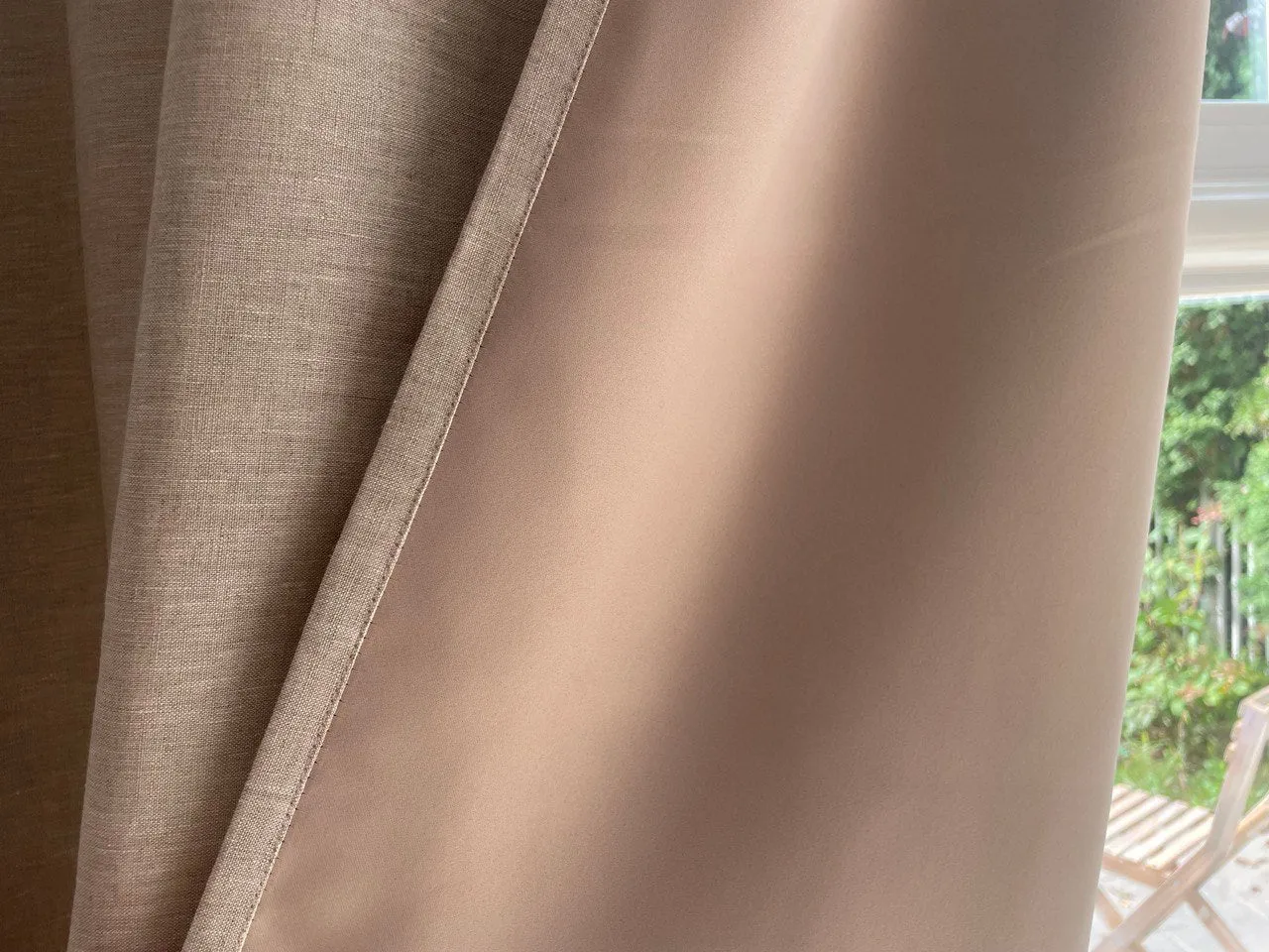 Double Pinch Pleat Linen Curtain Panel with Blackout Lining - Image 2